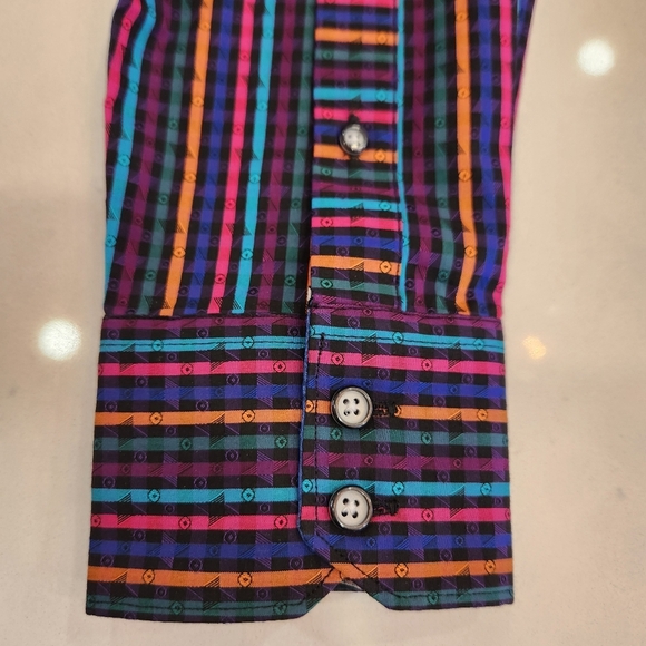 Robert Graham Shirt Men’s Medium Calvert Long Sleeve Multicolor Stripe Cotton - Picture 9 of 14